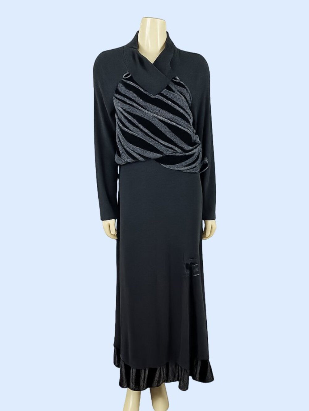 CATY LESCA gray and black Bohemian maxi dress 4‎